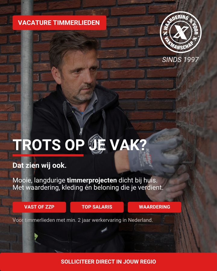 Flextra-advertentie: Trots op je vak? Vacature timmerlieden